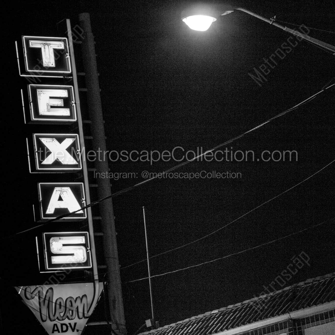 The Texas Neon Advertising Sign Wall Art square crop