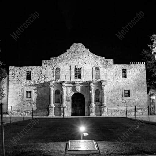 The Alamo -- San Antonio Black and White Wall Art