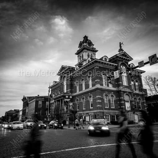 Matte Black WOOD Framed Black and White Athens Photograph: The Athens County Courthouse in a Square Matte Black Wood Frame