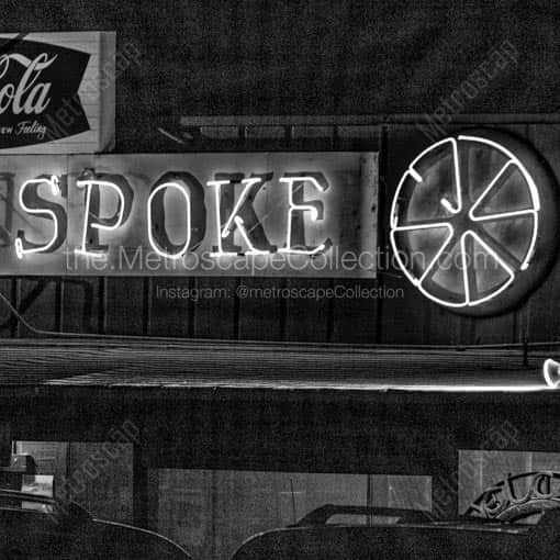 Austin\'s Legendary Broken Spoke -- Austin Black and White Wall Art