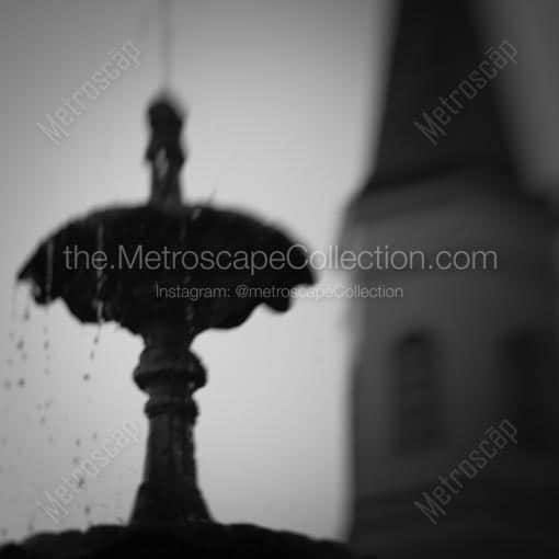 The Fountain in Jackson Square -- New Orleans Black and White Wall Art