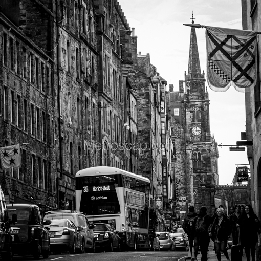 The Royal Mile in Old Town Edinburgh Scotland -- Edinburgh Black and White Wall Art