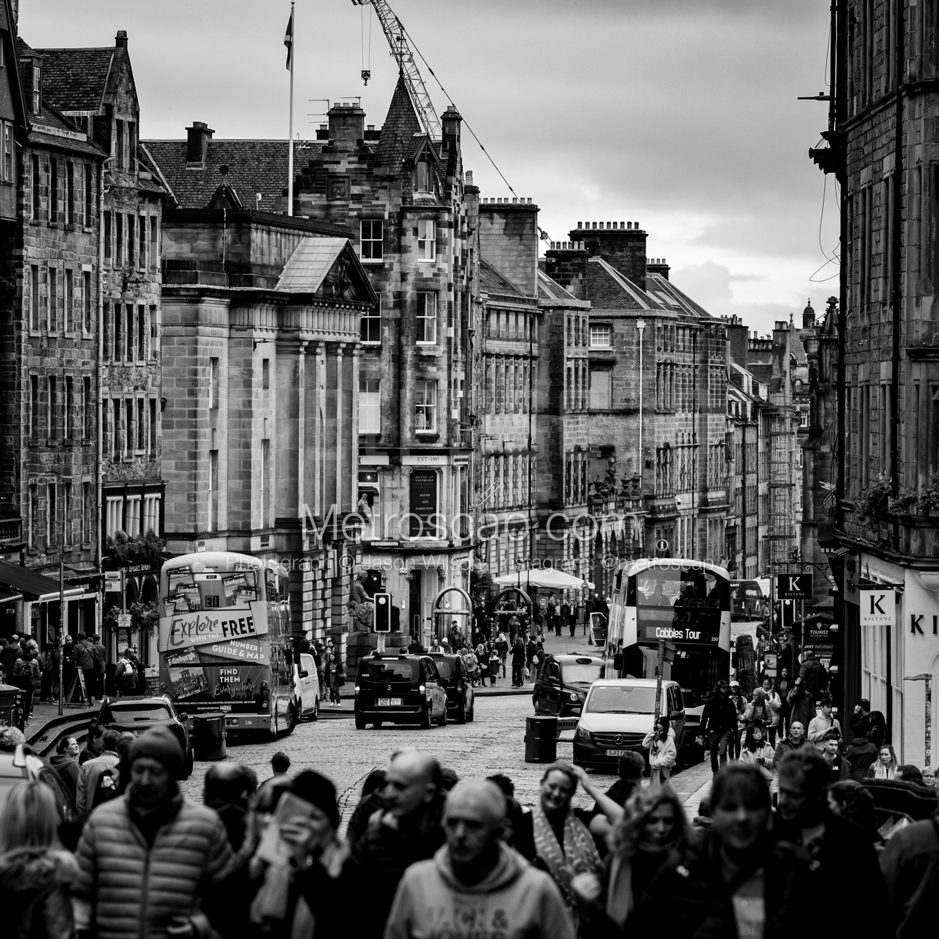 The Royal Mile in Old Town Edinburgh Scotland Wall Art square crop