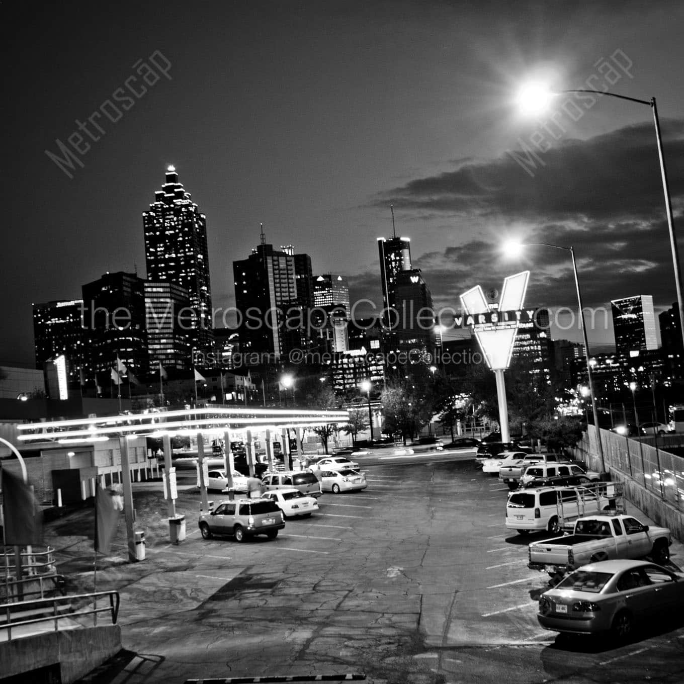 The Atlanta Skyline from the Varsity Wall Art square crop