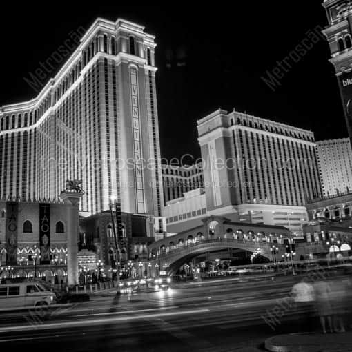 The Venetian Casino and Las Vegas Boulevard Traffic -- Las Vegas Black and White Wall Art