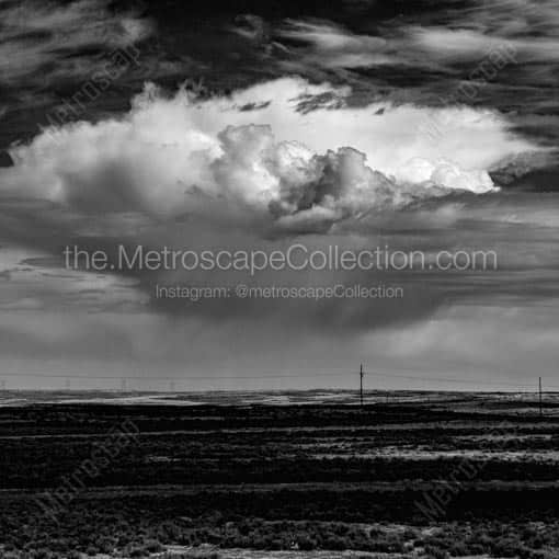 A Thunderhead Cloud over the Wyoming Plains -- Cheyenne Black and White Wall Art