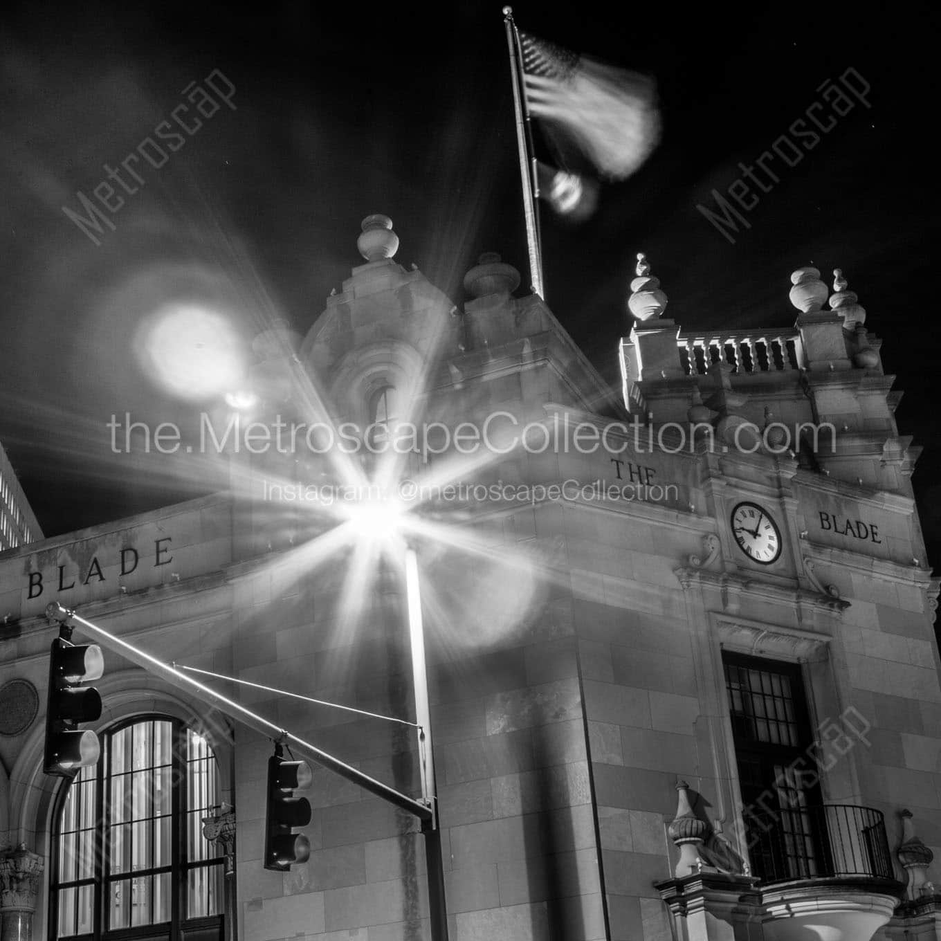 An Orange Sodium Street Lamp at the Toledo Blade Building Wall Art square crop