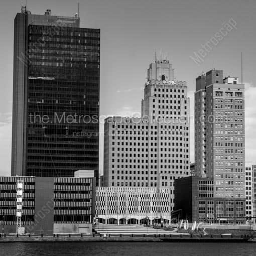 Window Washers Cleaning the Tower on the Maumee -- Toledo Black and White Wall Art