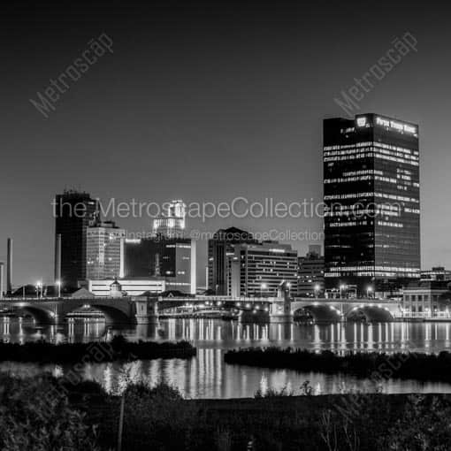 The Toledo Skyline from Thomas Edison Park -- Toledo Black and White Wall Art
