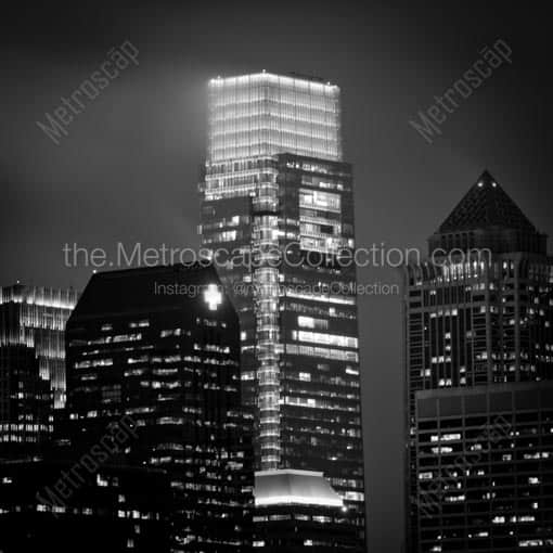 The Top of the Comcast Tower -- Philadelphia Black and White Wall Art