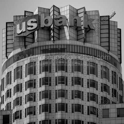 The Top of the US Bank Building -- Los Angeles Black and White Wall Art
