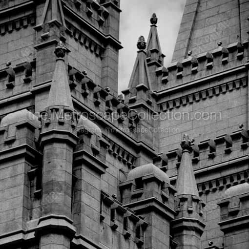 The Top of the Mormon Temple -- Salt Lake City Black and White Wall Art
