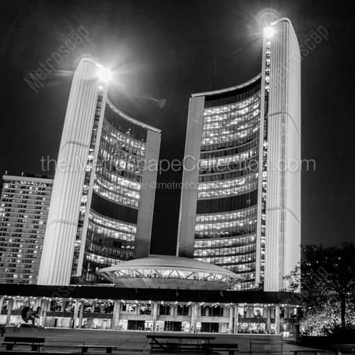 Toronto City Hall at Night -- Toronto Black and White Wall Art