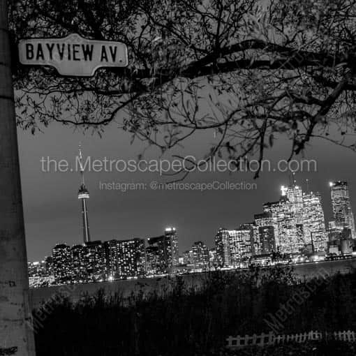 The Toronto Skyline from Bayview Ave on Wards Island -- Toronto Black and White Wall Art