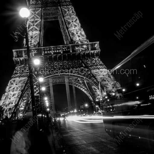 Traffic on the Pont d'Iena Bridge -- Paris Black and White Wall Art