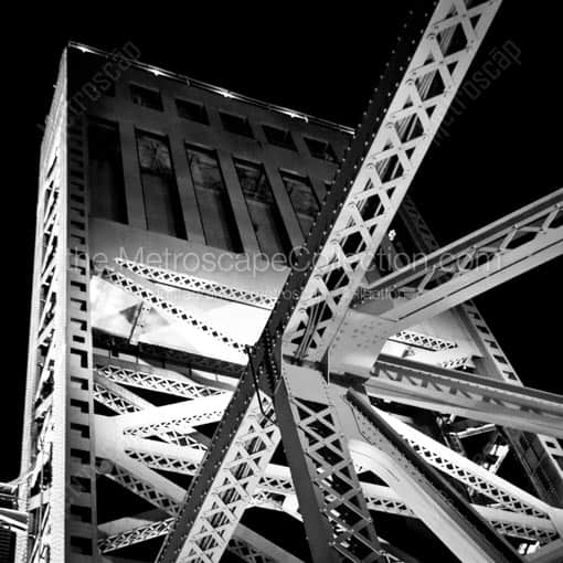 Trusses of the Main Street Drawbridge -- Jacksonville Black and White Wall Art