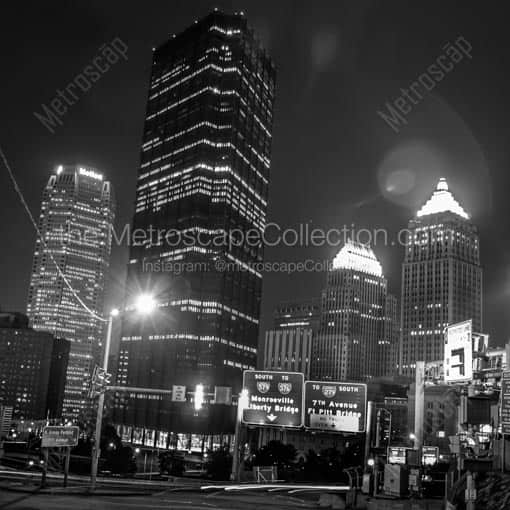 The U.S. Steel Building from the Igloo -- Pittsburgh Black and White Wall Art