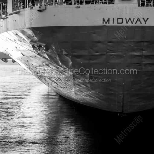 The Stern of the USS Midway -- San Diego Black and White Wall Art