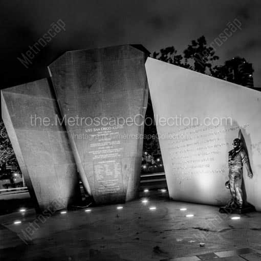 The USS San Diego Memorial -- San Diego Black and White Wall Art