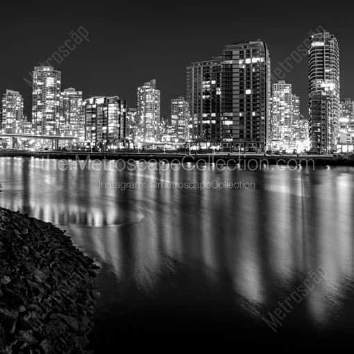 The Vancouver Skyline on False Creek -- Vancouver Black and White Wall Art