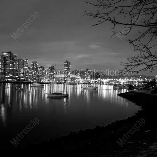 The Vancouver Skyline over False Creek -- Vancouver Black and White Wall Art