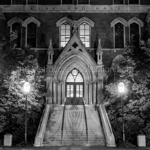 Vanderbilt Campus at Night -- Nashville Black and White Wall Art