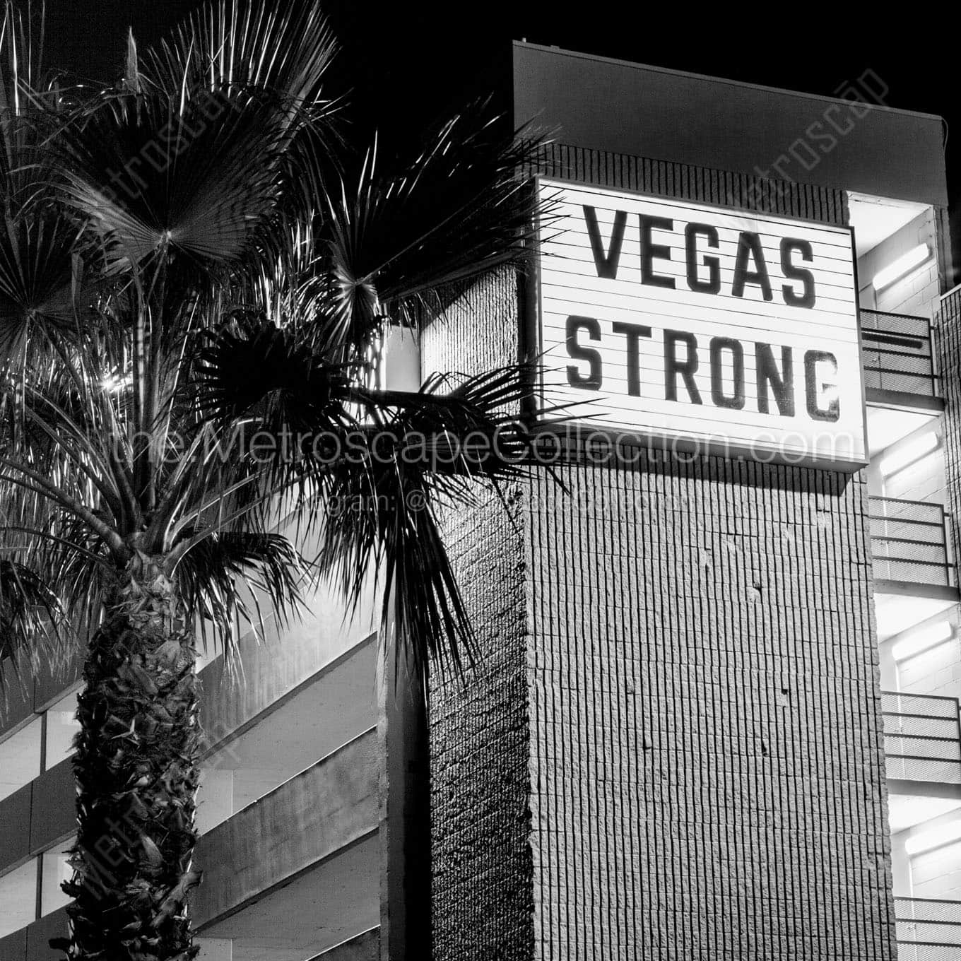 A Vegas Strong Sign on a Casino Employee Parking Garage Wall Art square crop