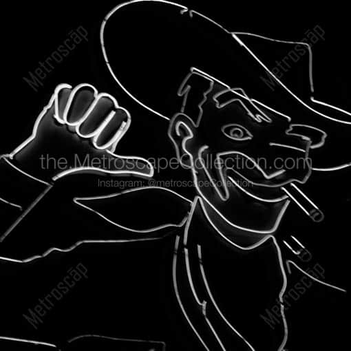 The Neon Cowboy Vegas Vic on Freemont Street -- Las Vegas Black and White Wall Art