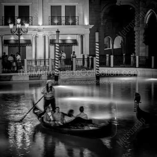 A Gondola Ride on the Venetian Canal -- Las Vegas Black and White Wall Art
