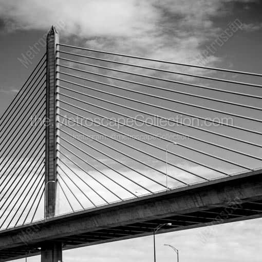 The Sole Pylon of the Veterans Glass Skyway Bridge -- Toledo Black and White Wall Art
