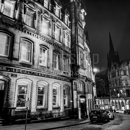 Victoria Street at Night -- Edinburgh Black and White Wall Art
