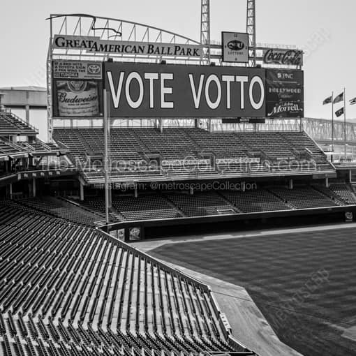 Vote Votto GABP Jumbotron -- Cincinnati Black and White Wall Art