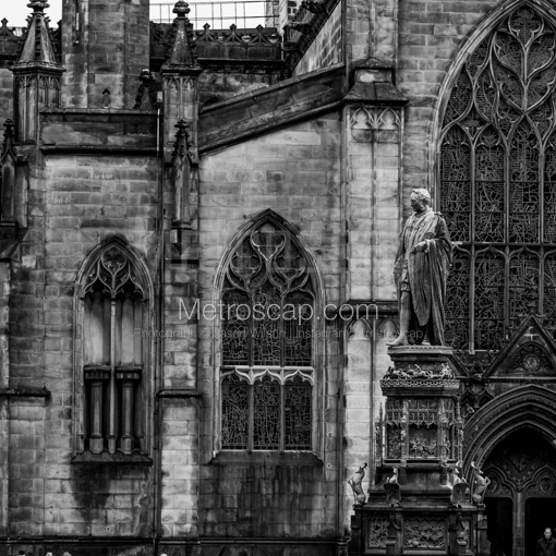 Walter Francis Montagu Douglas Scott Statue -- Edinburgh Black and White Wall Art