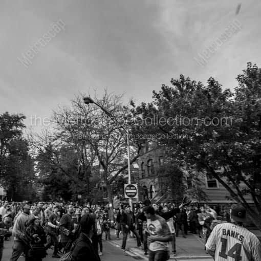The Waveland Avenue Ballhawks during 2016 Game 3 World Series Batting Practice -- Chicago Black and White Wall Art