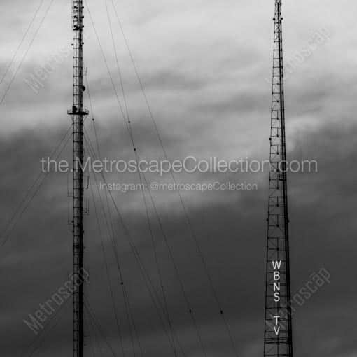 The WBNS-TV Towers off of 315 and 670 in Downtown Columbus -- Columbus Black and White Wall Art