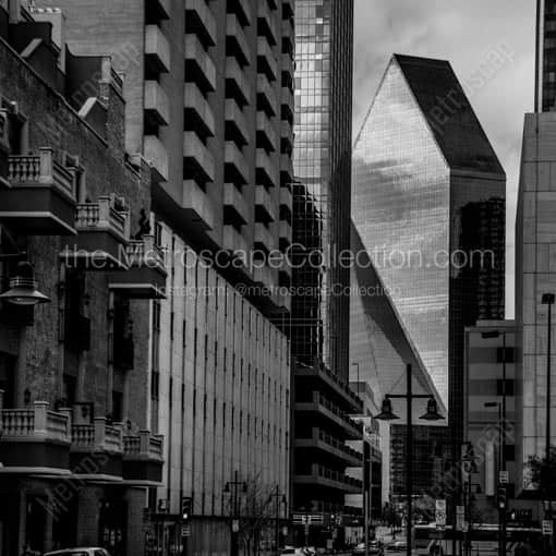 The Wells Fargo Prism Building -- Dallas Black and White Wall Art