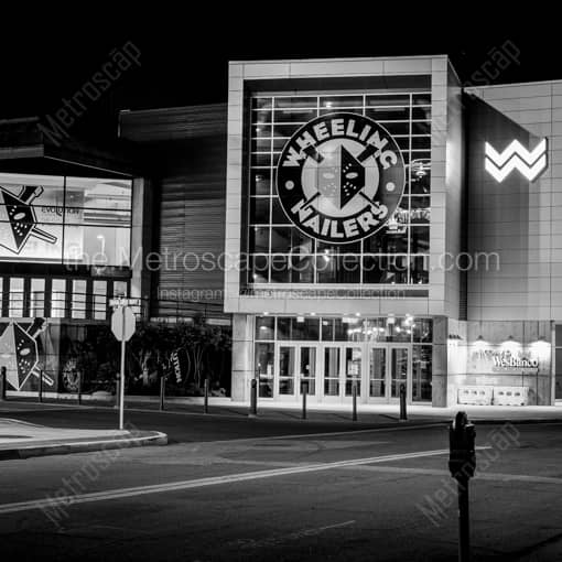 The Wesbanco Arena at Night -- Wheeling WV Black and White Wall Art