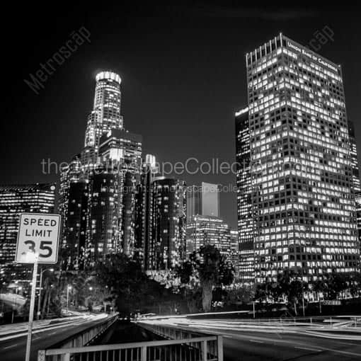 The Westin Bonaventure and US Bank Building from Fourth Street -- Los Angeles Black and White Wall Art