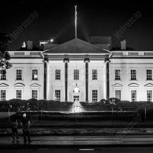 The White House at Night -- Washington DC Black and White Wall Art