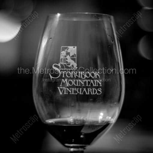 A Wine Glass from Storybook Mountain Vineyards -- Napa-Valley Black and White Wall Art
