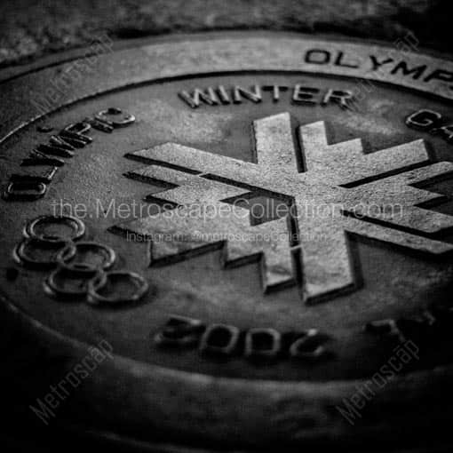 An Olympics Manhole Cover -- Salt Lake City Black and White Wall Art