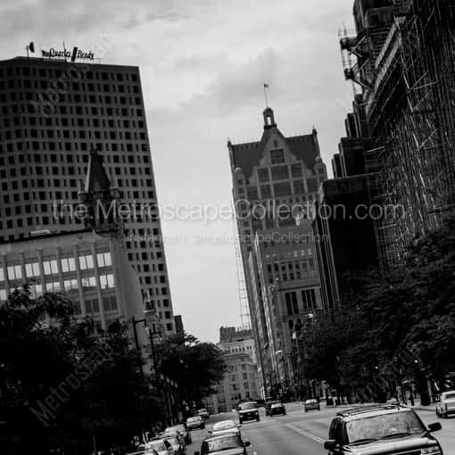 Wisconsin Avenue in Downtown Milwaukee -- Milwaukee Black and White Wall Art