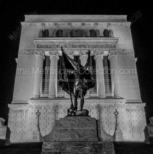 The World War Memorial at Night -- Indianapolis Black and White Wall Art