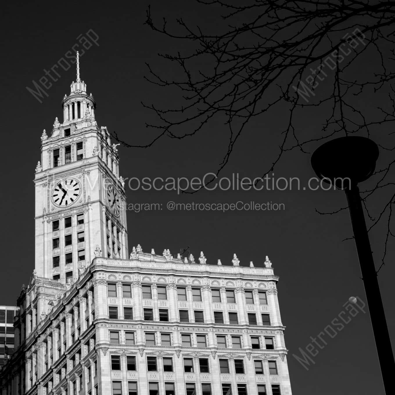 6:54pm on the Wrigley Building Wall Art square crop