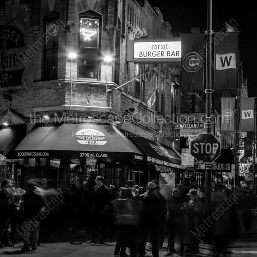 The Wrigleyville Rocket Burger Bar -- Chicago Black and White Wall Art