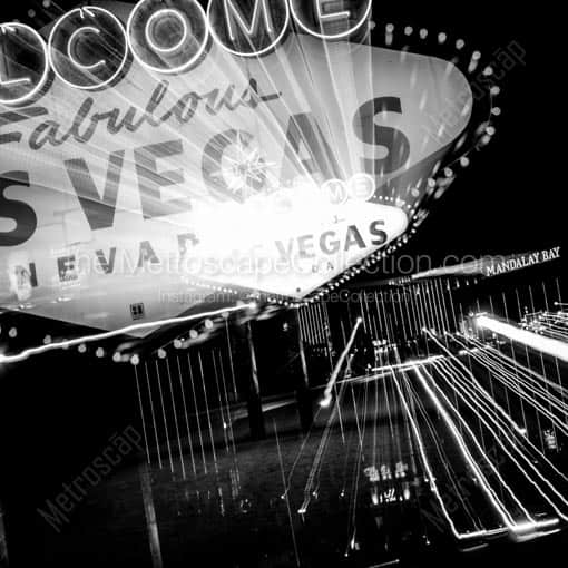 Close Up Zoom Out of the Las Vegas Sign -- Las Vegas Black and White Wall Art